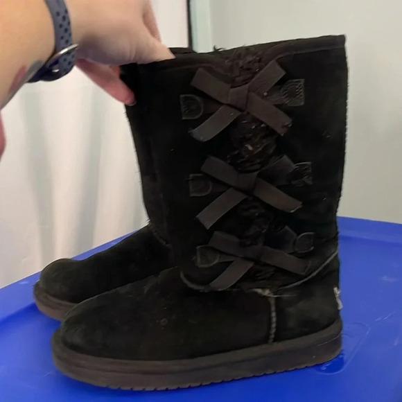 Black Koolaburra Ugg boots with‎ ribbons size 1 -S6 - Picture 9 of 10